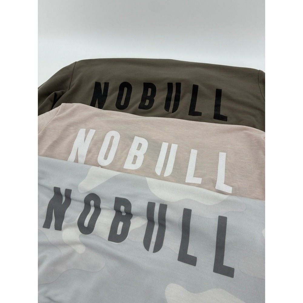 NOBULL Mens Graphic T-Shirt Bundle Lot of 3 Olive Tan Grey Camo Short Sleeve L